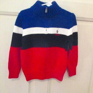 NWT Polo by Ralph Lauren 1/4 zip pullover sweater Size 4T Red white blue black